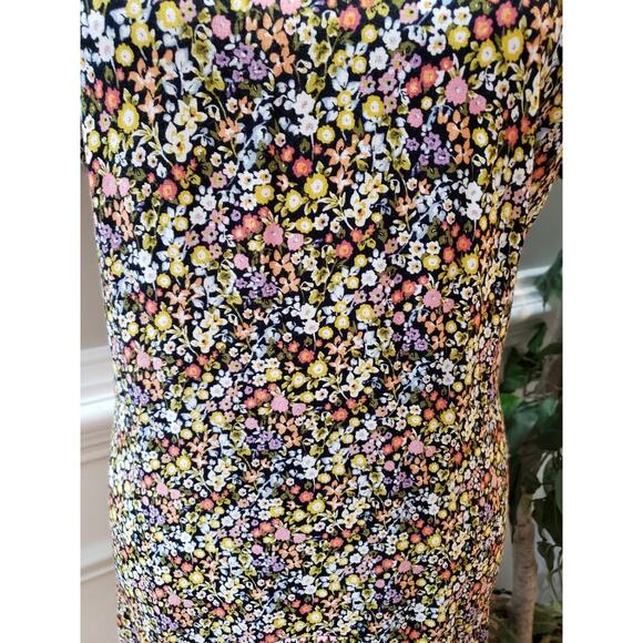 LOFT Petites Dress Women MP Multicolor Floral Short Sleeve Drop Waist Viscose - Picture 10 of 10